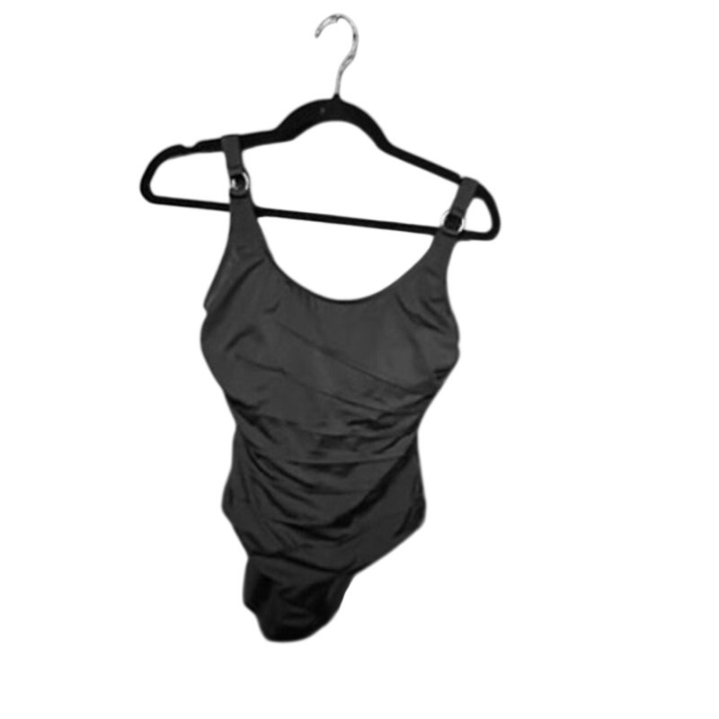 Calvin Klein Black Ruched One Piece Swimsuit Jewel